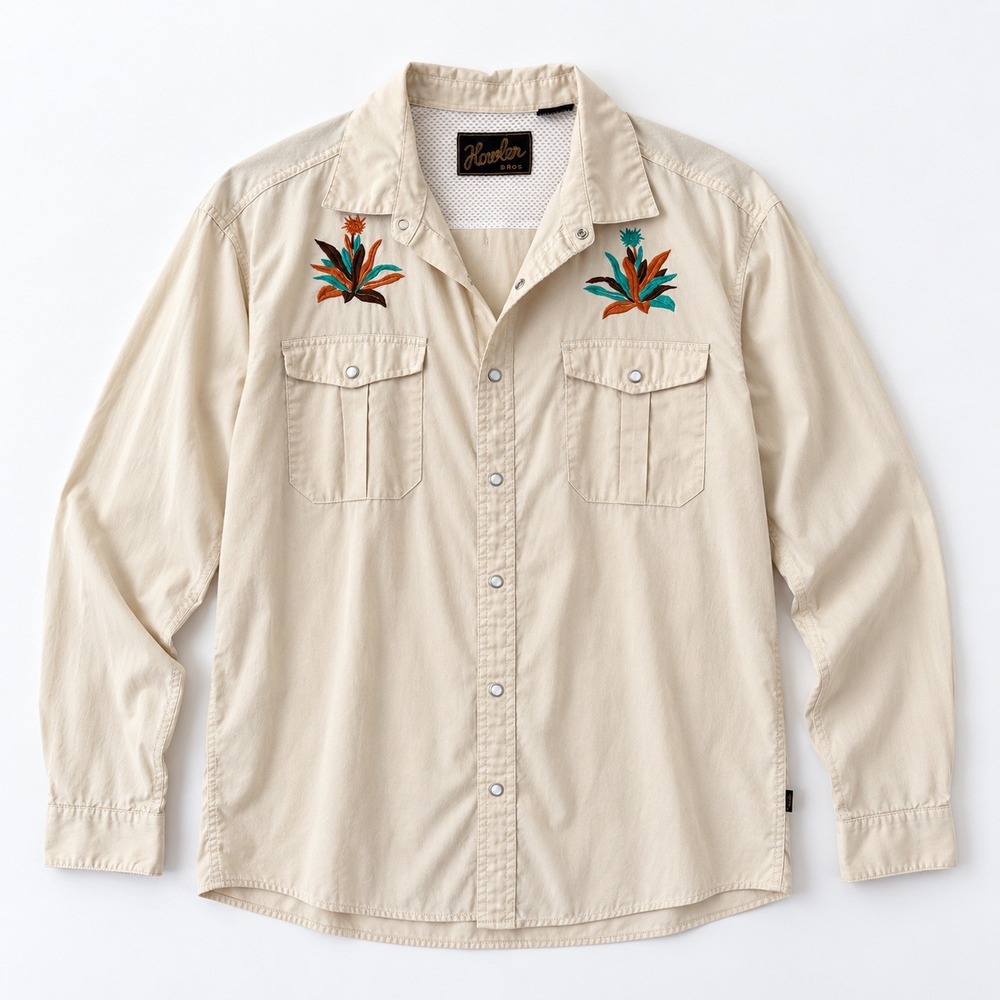 Howler Bros Gaucho Snapshirt XL Antique White Pure Agave Pearl Snap Western
